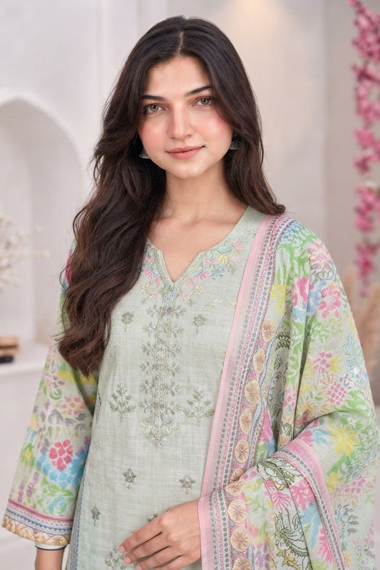 3 PIECE - EMBROIDERED LIGHT KHADDAR SUIT