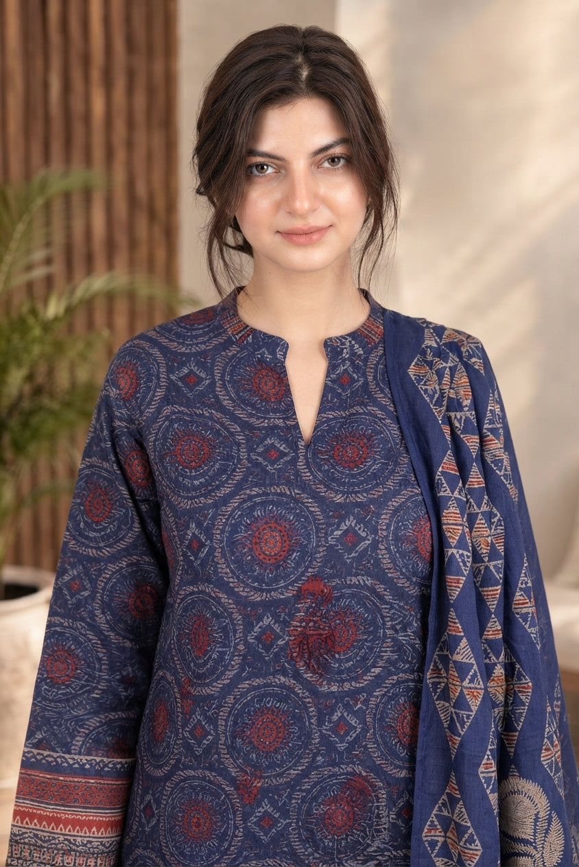 3 PIECE - EMBROIDERED DHANAK SUIT