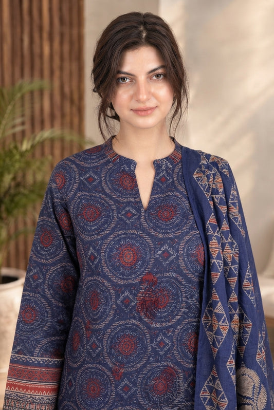 3 PIECE - EMBROIDERED DHANAK SUIT