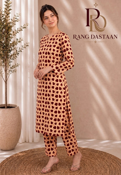 Burgundy Vine — Printed Khaddar 2-Piece Unstitched Suit