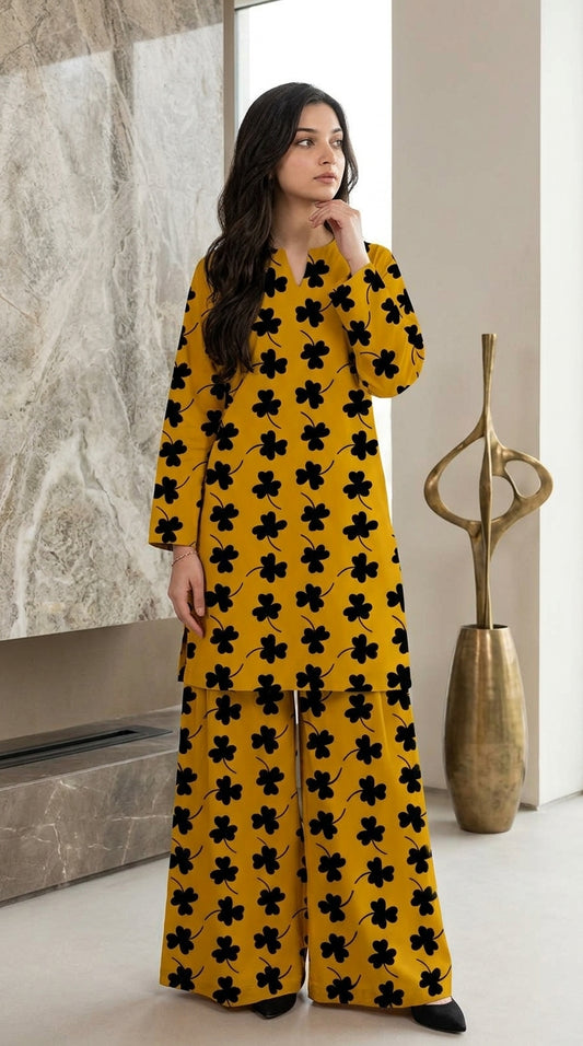 Sunflower Glow — Printed Khaddar 2-Piece Unstitched Suit