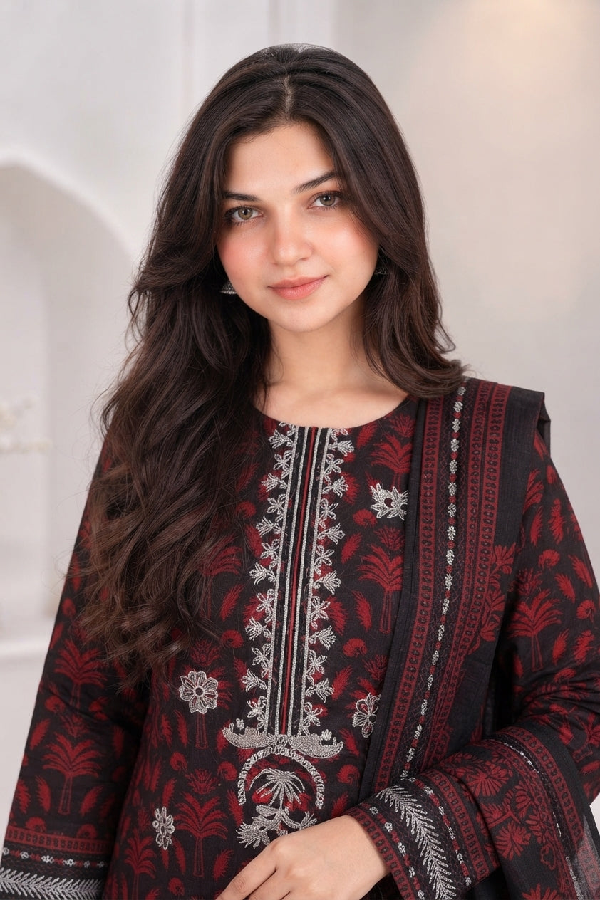 3 PIECE - EMBROIDERED LIGHT KHADDAR SUIT