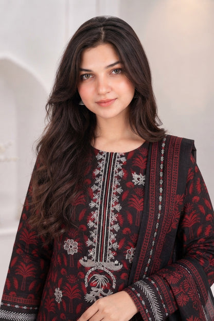 3 PIECE - EMBROIDERED LIGHT KHADDAR SUIT