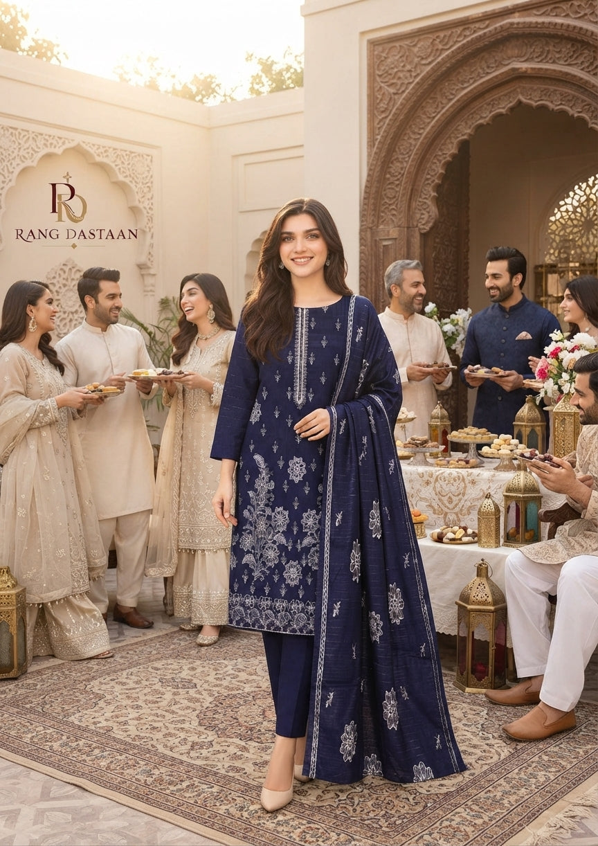 CRYSTAL DHANAK HEAVY EMBROIDERED 3PC SUIT