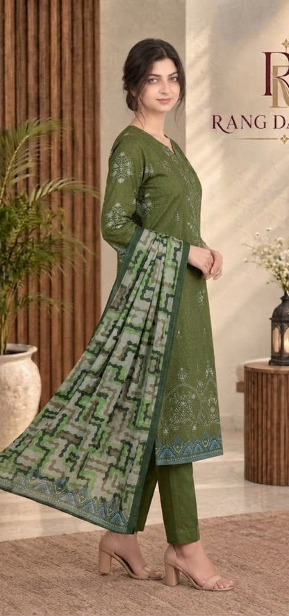 3 PIECE - EMBROIDERED DHANAK SUIT