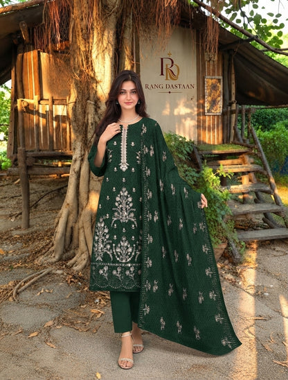 CRYSTAL DHANAK HEAVY EMBROIDERED 3PC SUIT