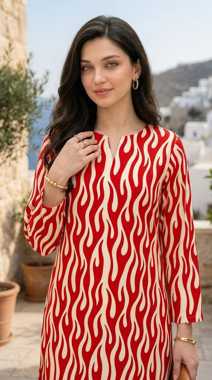 Ruby Flame — Printed Lawn 2-Piece Unstitched Suit