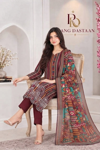3 PIECE - EMBROIDERED LIGHT KHADDAR SUIT