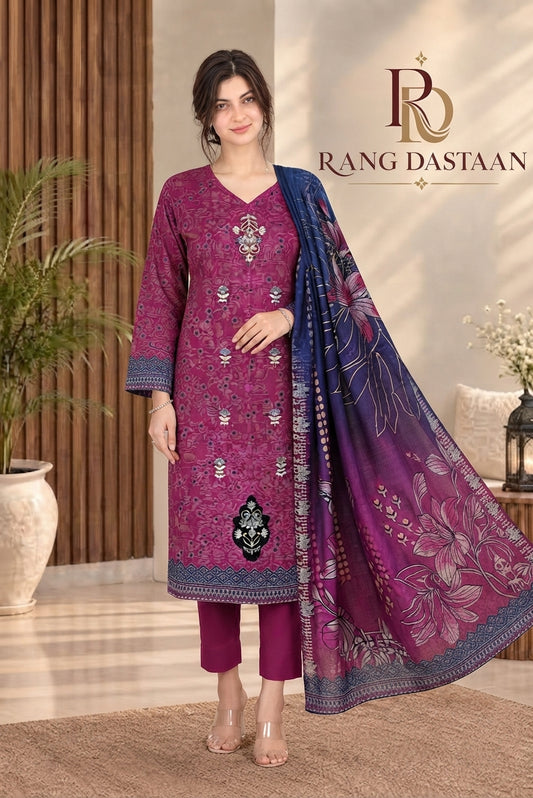 3 PIECE - EMBROIDERED DHANAK SUIT