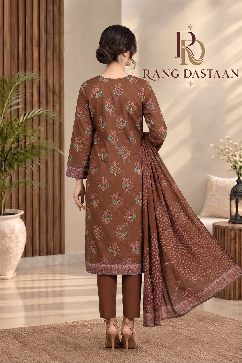 3 PIECE - EMBROIDERED DHANAK SUIT