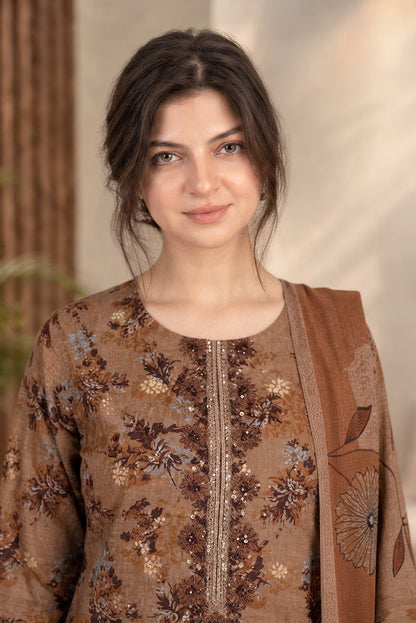 3 PIECE - EMBROIDERED DHANAK SUIT