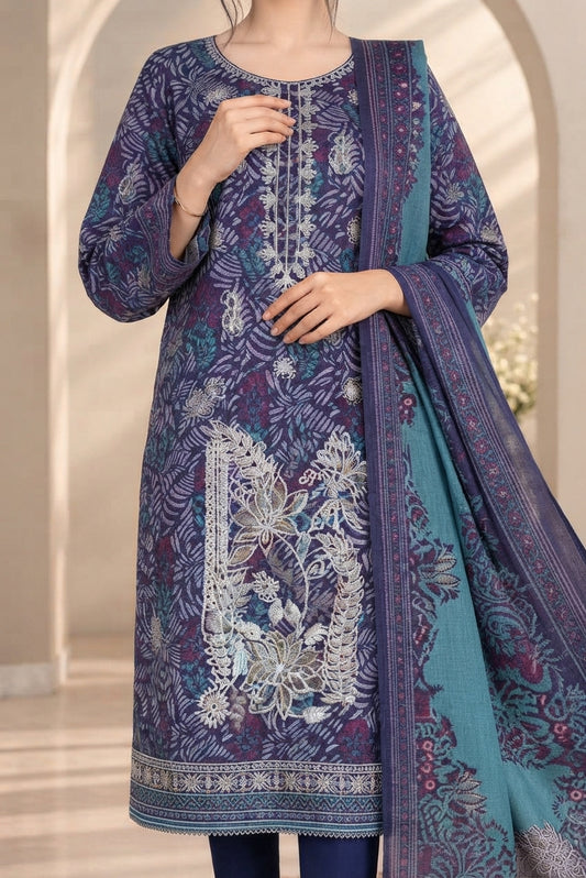 3 PIECE - EMBROIDERED DHANAK SUIT