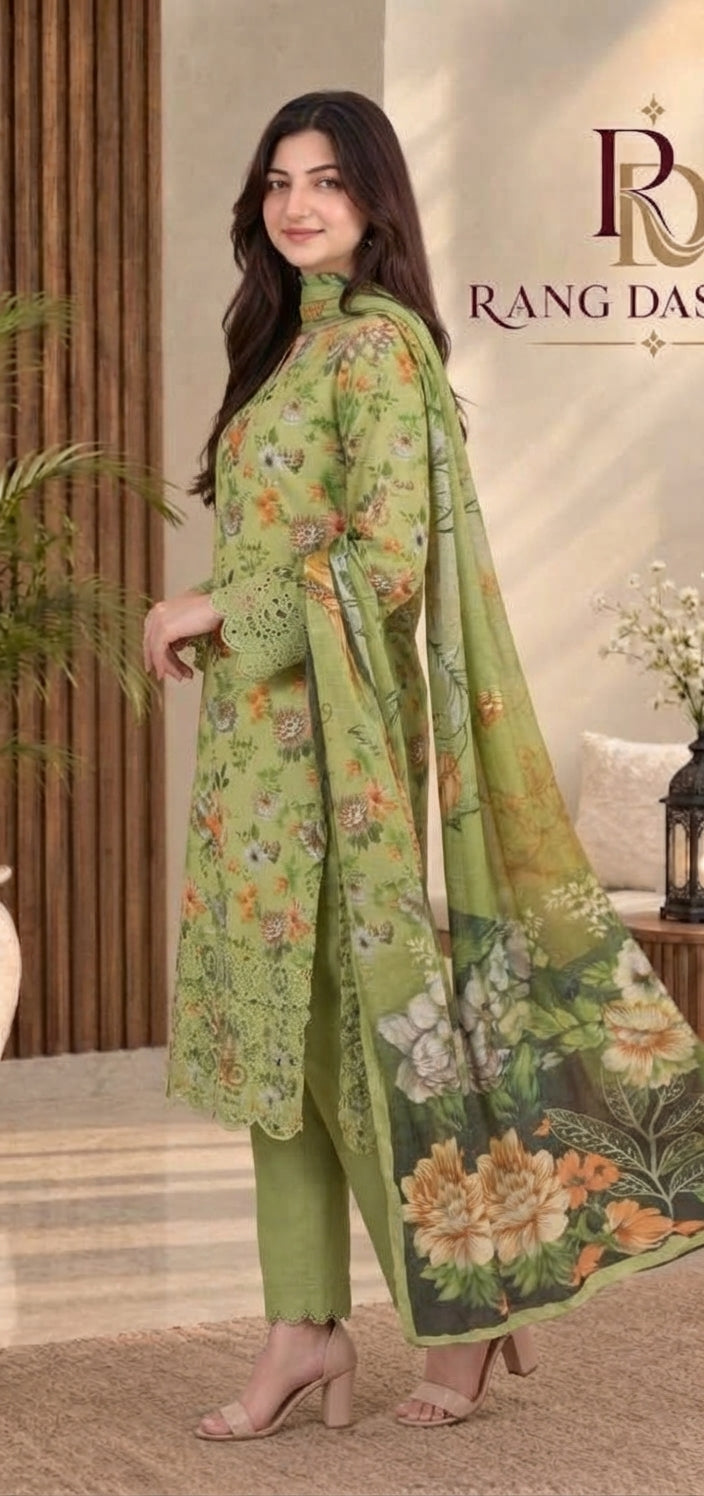 3 PIECE - EMBROIDERED DHANAK SUIT