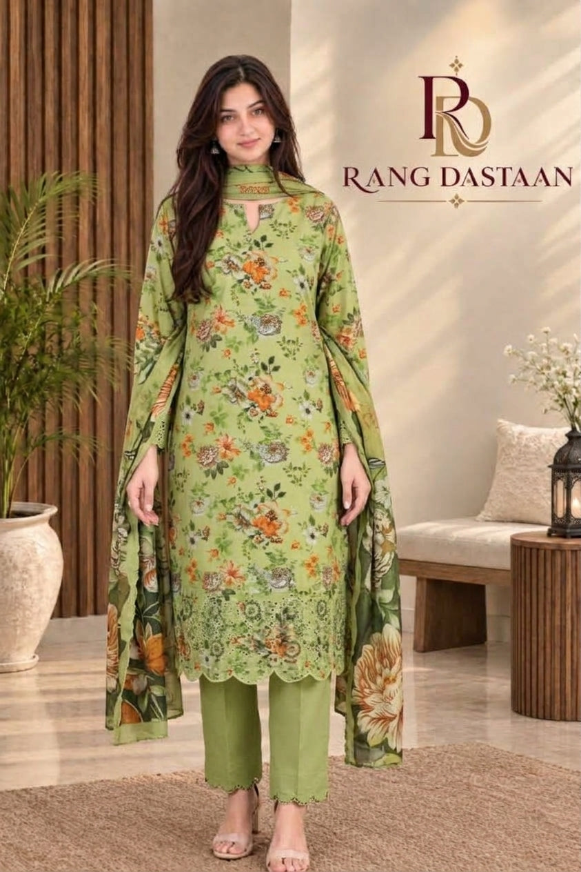 3 PIECE - EMBROIDERED DHANAK SUIT