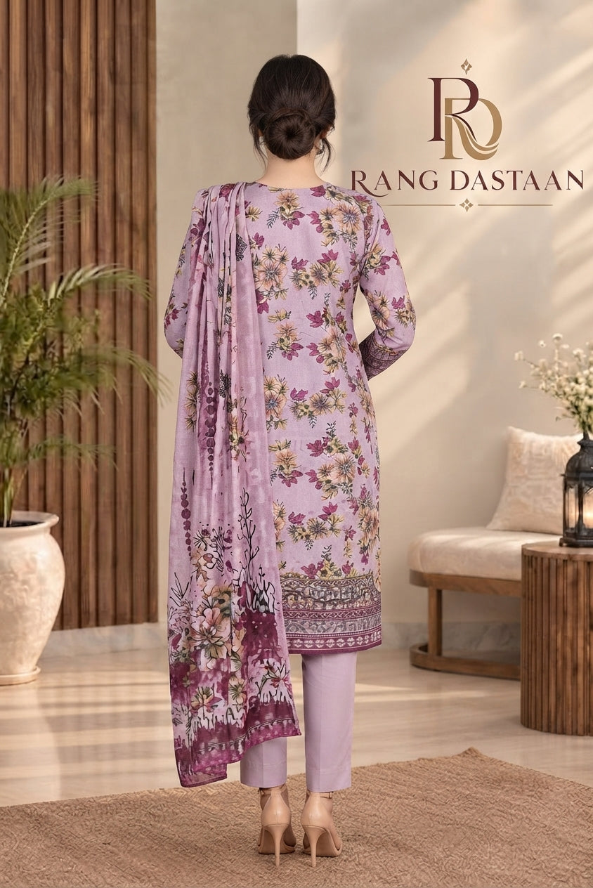 3 PIECE - EMBROIDERED DHANAK SUIT