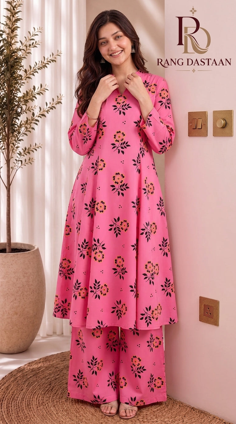 Rose Bloom — Printed Khaddar 2-Piece Suit