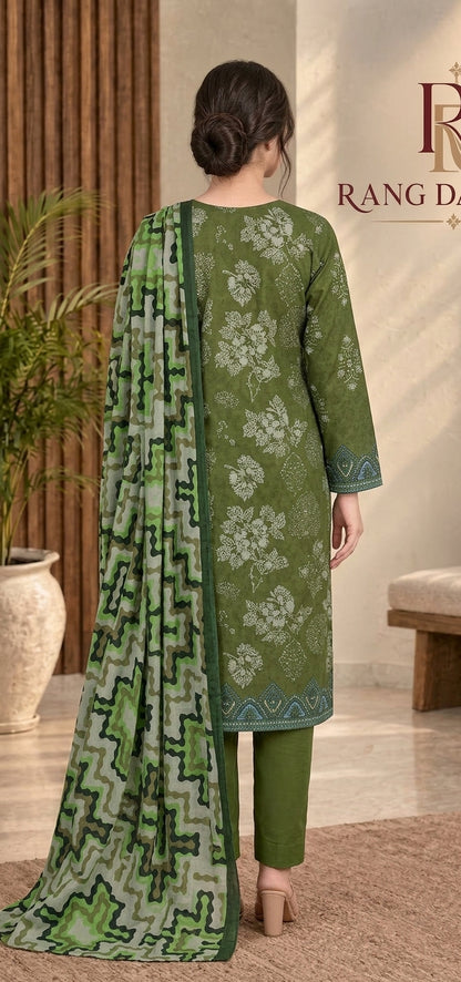 3 PIECE - EMBROIDERED DHANAK SUIT