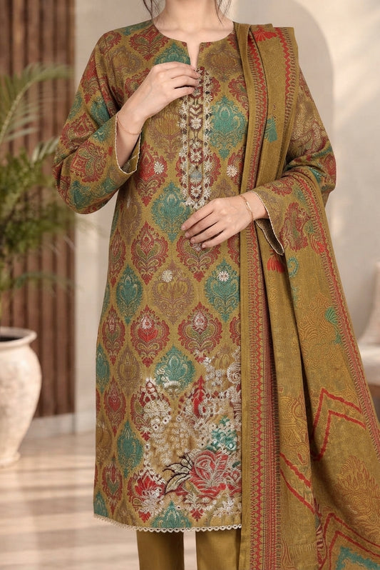 3 PIECE - EMBROIDERED DHANAK SUIT