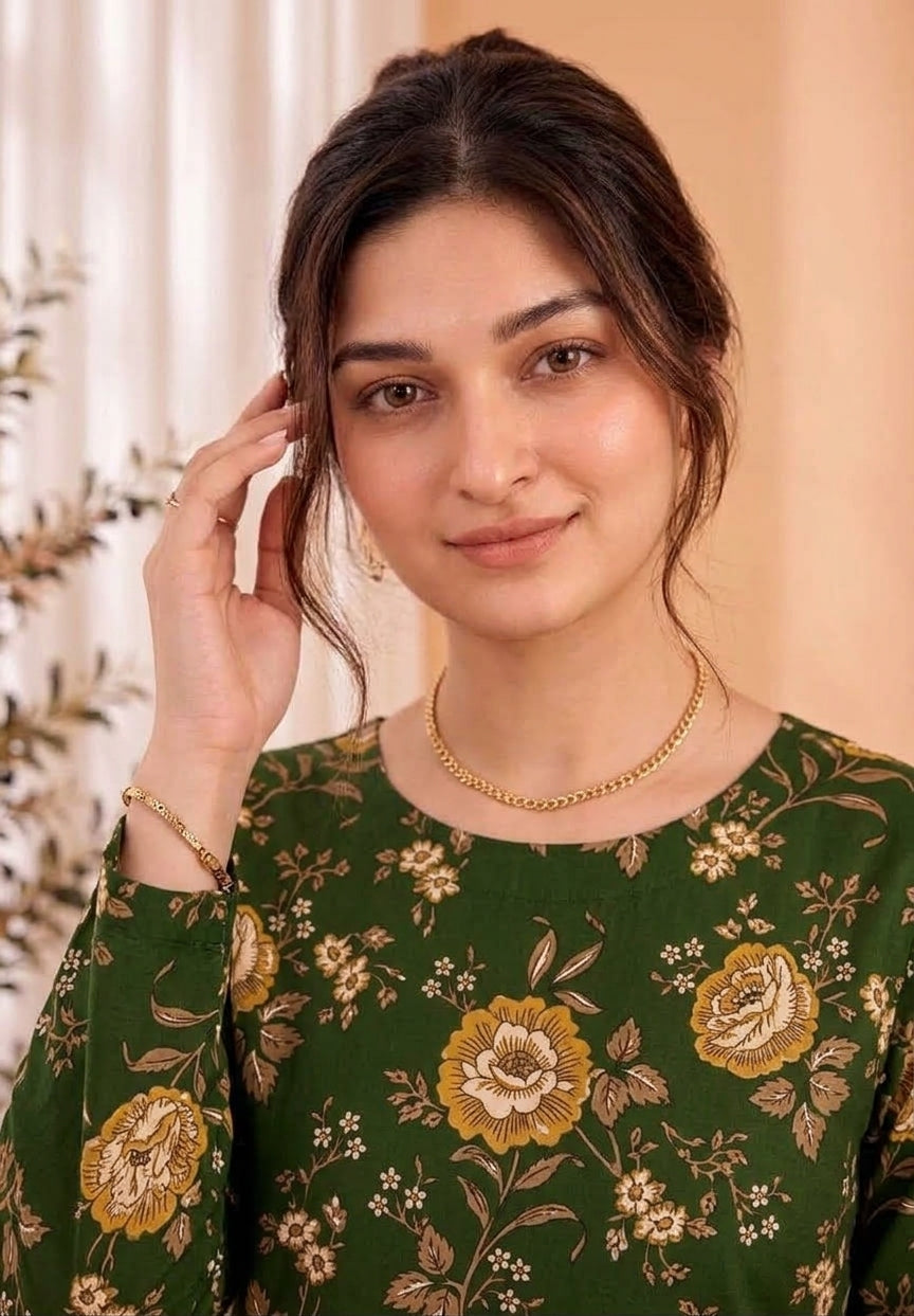 Olive Garden — Printed Khaddar 2-Piece Unstitched Suit
