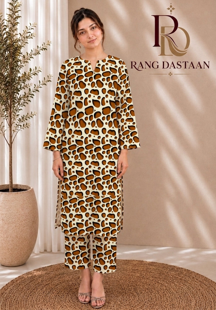 Caramel Safari — Printed Lawn 2-Piece Suit