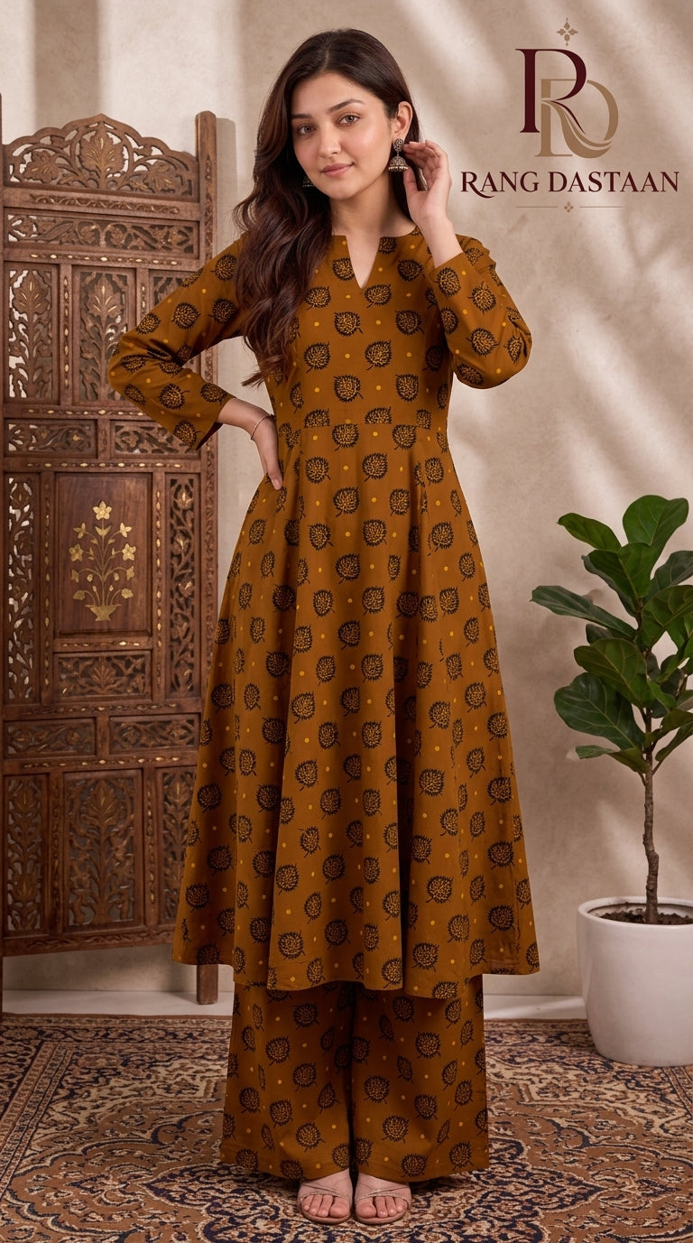 Golden Amber Tree — Printed Khaddar 2-Piece Unstitched Suit
