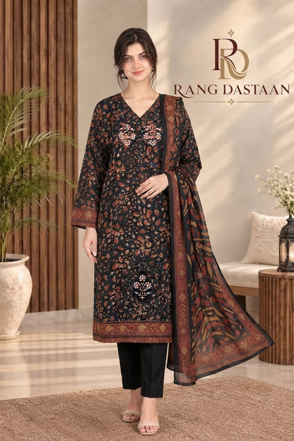 3 PIECE - EMBROIDERED DHANAK SUIT
