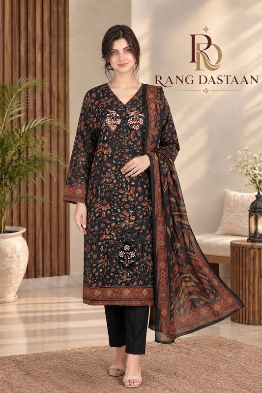 3 PIECE - EMBROIDERED DHANAK SUIT