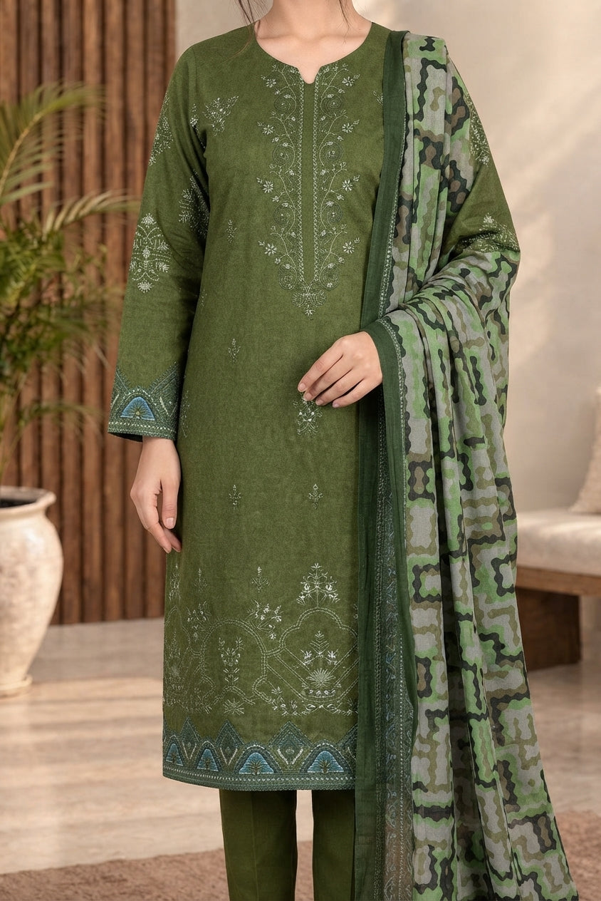 3 PIECE - EMBROIDERED DHANAK SUIT