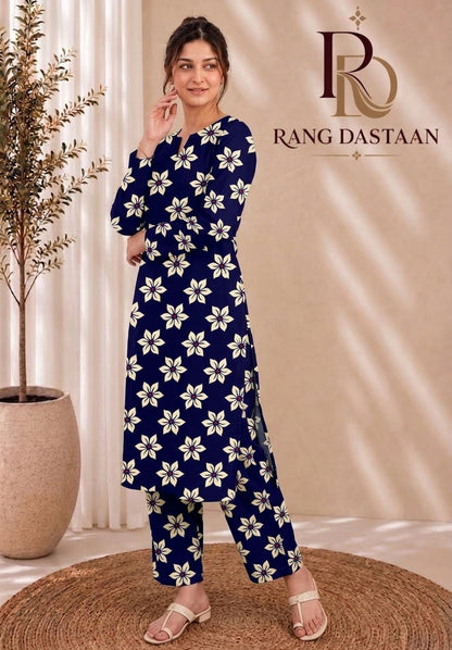 Royal Azure Blossom — Printed Khaddar 2-Piece Unstitched Suit