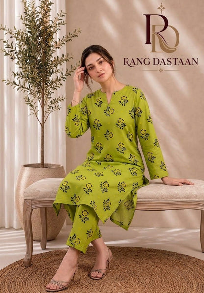 Lime Floral Vine — Printed Khaddar 2-Piece Suit