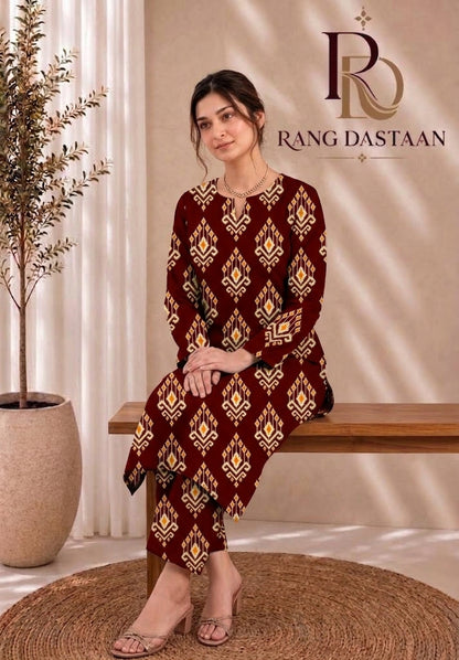 Maroon Heritage — Printed Khaddar 2-Piece Unstitched Suit