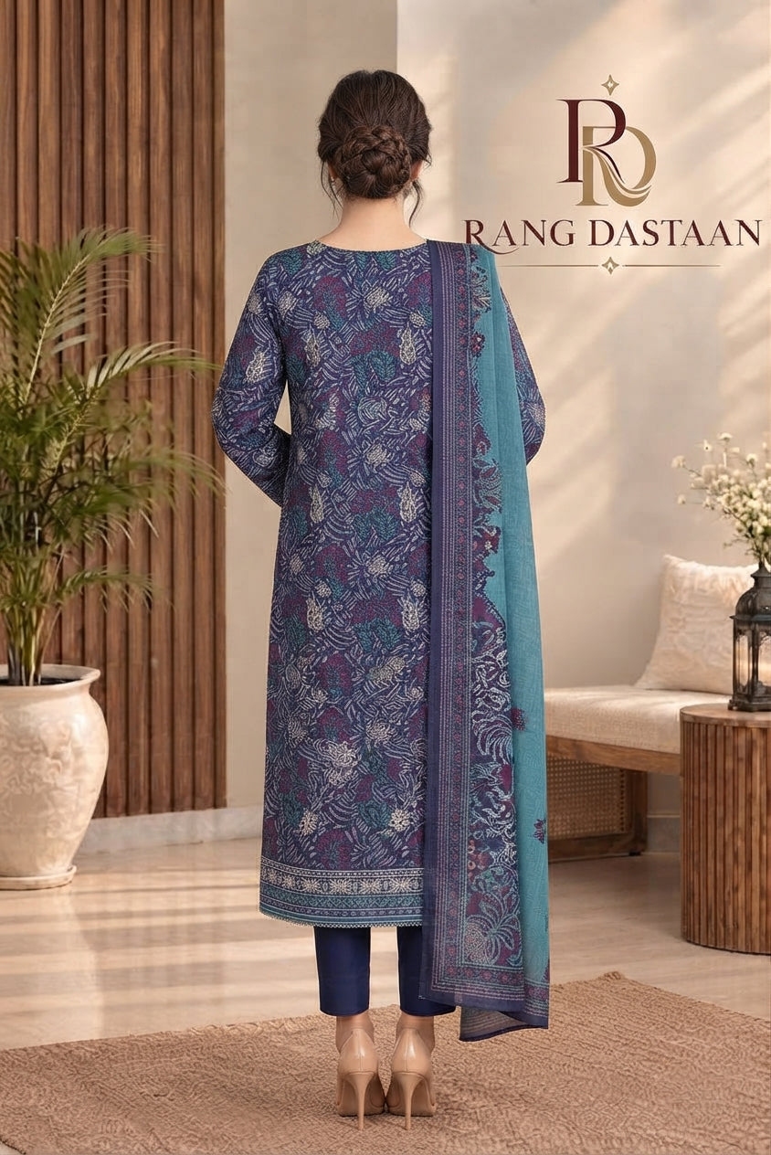 3 PIECE - EMBROIDERED DHANAK SUIT