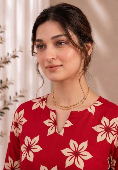 Ruby Blossom — Printed Khaddar 2-Piece Unstitched Suit