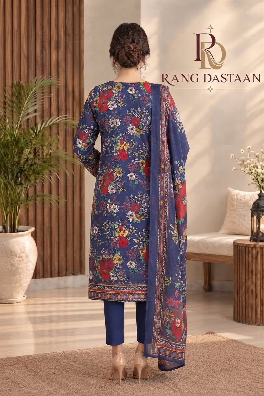 3 PIECE - EMBROIDERED DHANAK SUIT