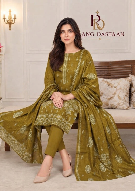 CRYSTAL DHANAK HEAVY EMBROIDERED 3PC SUIT