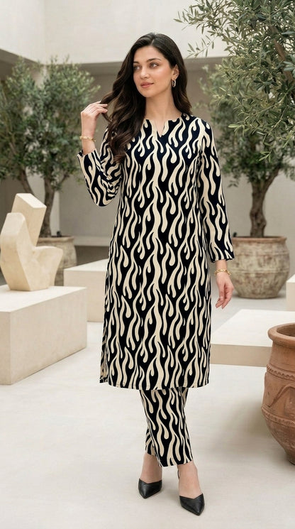 Midnight Flame — Printed Lawn 2-Piece Unstitched Suit