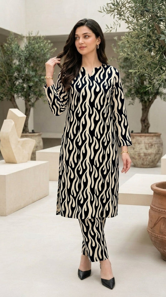 Midnight Flame — Printed Lawn 2-Piece Unstitched Suit