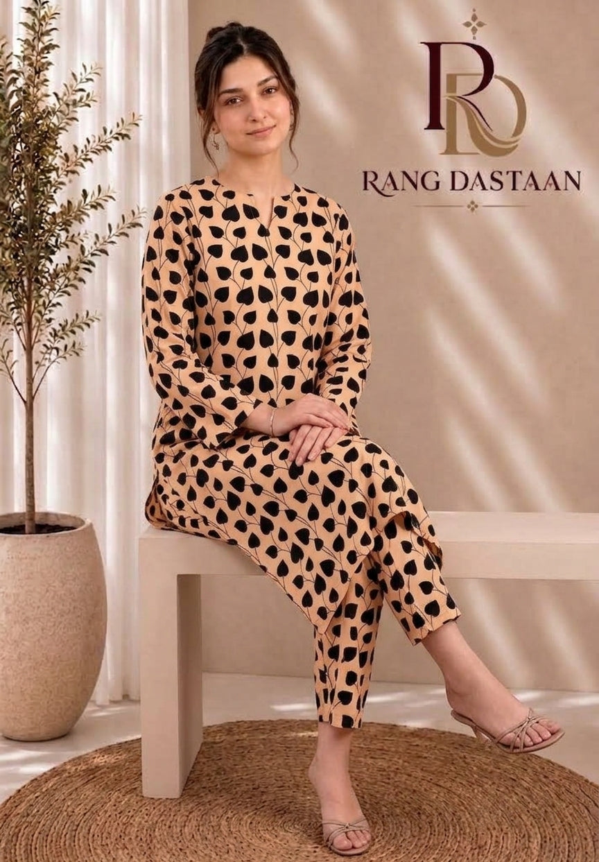 Midnight Hearts — Printed Khaddar 2-Piece Unstitched Suit