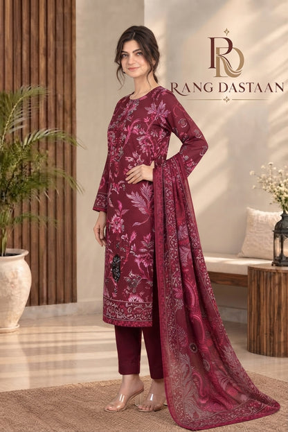 3 PIECE - EMBROIDERED DHANAK SUIT