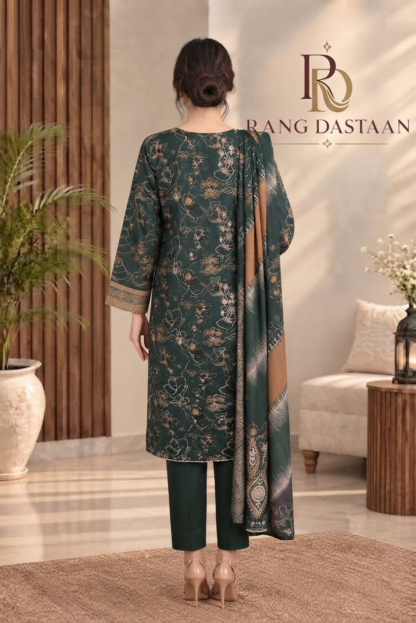 3 PIECE - EMBROIDERED DHANAK SUIT