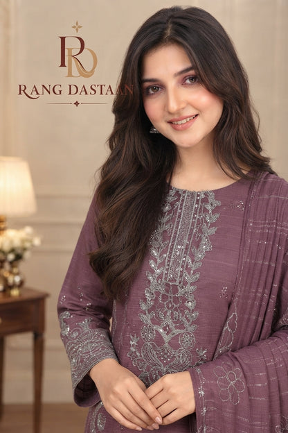 CRYSTAL DHANAK HEAVY EMBROIDERED 3PC SUIT