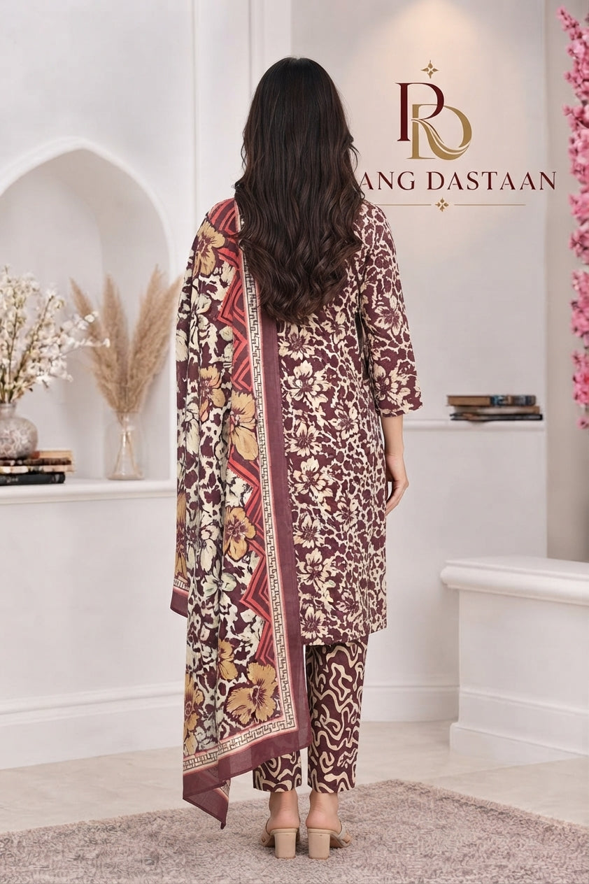 3 PIECE - EMBROIDERED LIGHT KHADDAR SUIT