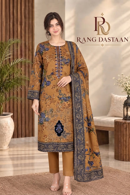 3 PIECE - EMBROIDERED DHANAK SUIT