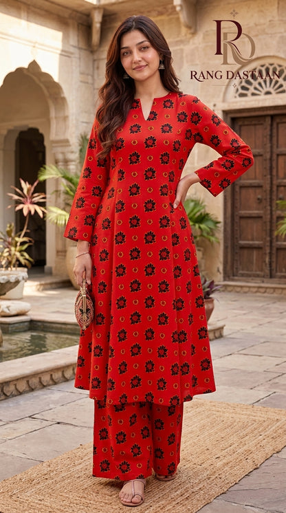 Ruby Bloom — Printed Khaddar 2-Piece Unstitched Suit