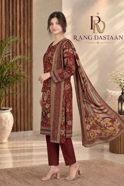 3 PIECE - EMBROIDERED DHANAK SUIT