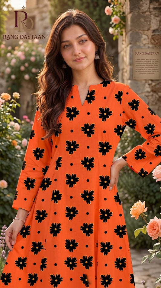 Sunset Daisy — Printed Khaddar 2-Piece Unstitched Suit