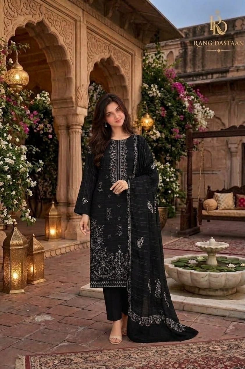 CRYSTAL DHANAK HEAVY EMBROIDERED 3PC SUIT