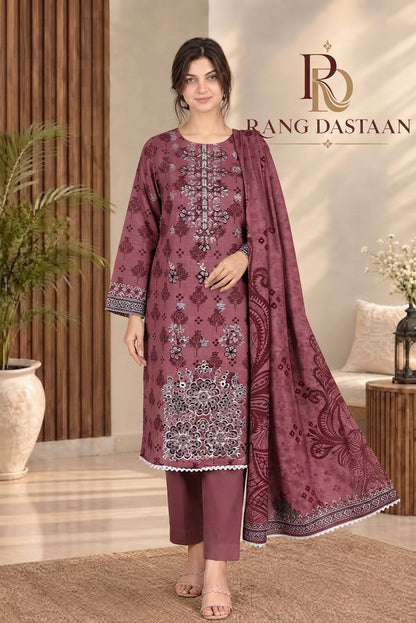 3 PIECE - EMBROIDERED DHANAK SUIT