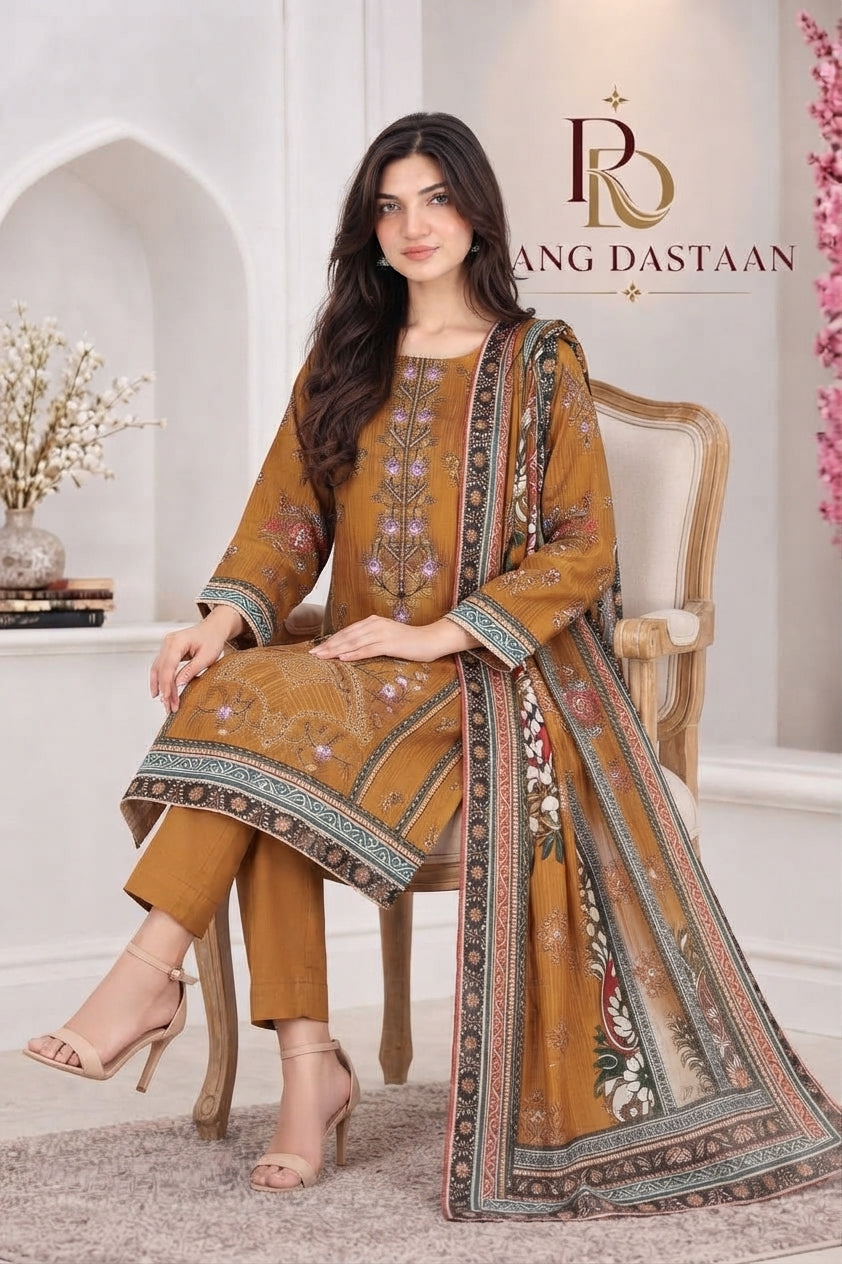3 PIECE - EMBROIDERED LIGHT KHADDAR SUIT