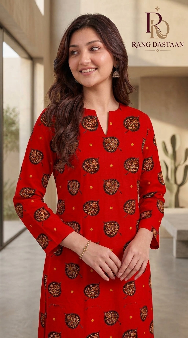 Ruby Red Tree — Printed Khaddar 2-Piece Unstitched Suit